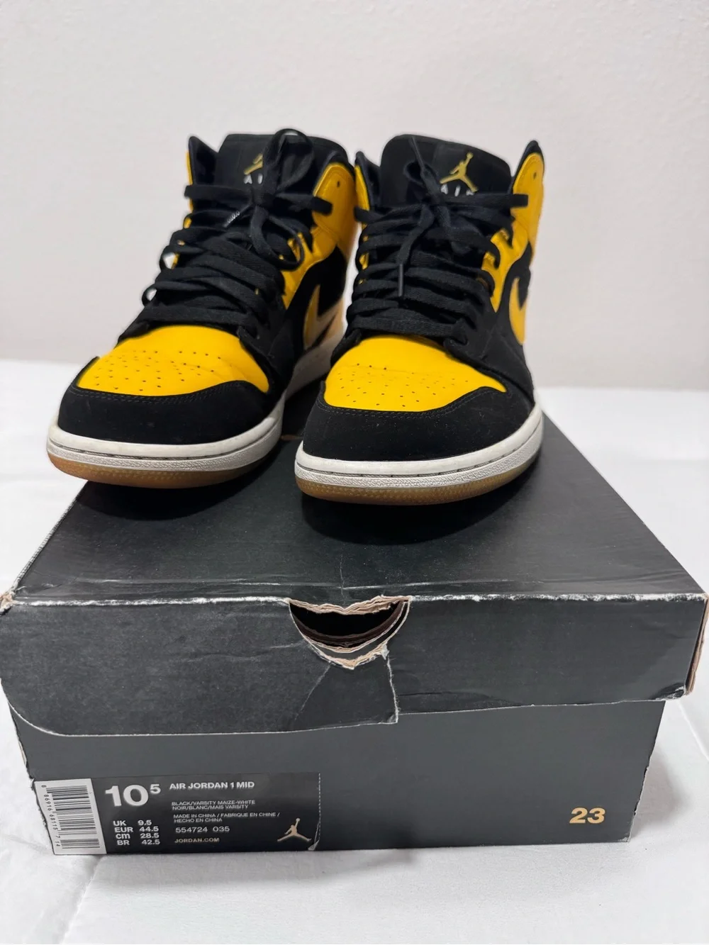 Jordan 1 Mid Black and Yellow Men's Sneakers